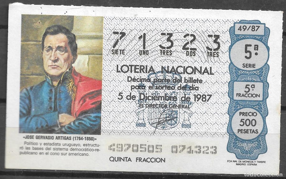 Loter&iacute;a Nacional: LOTERIA NACIONAL,05/12/1987.