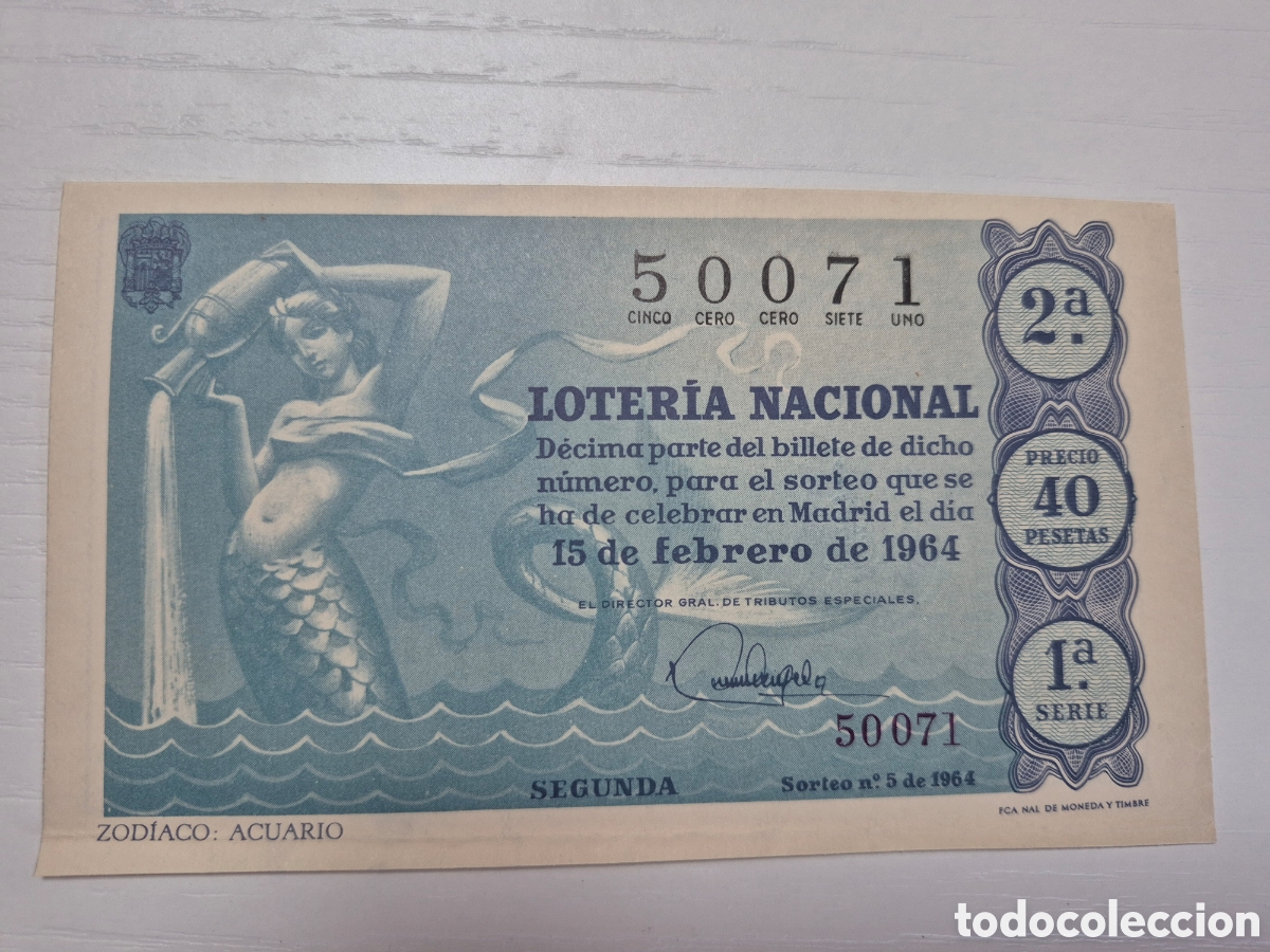 Loter&iacute;a Nacional: LOTERIA NACIONAL SORTEO 5 DE 1964 PERFECTO ESTADO SERIE 1