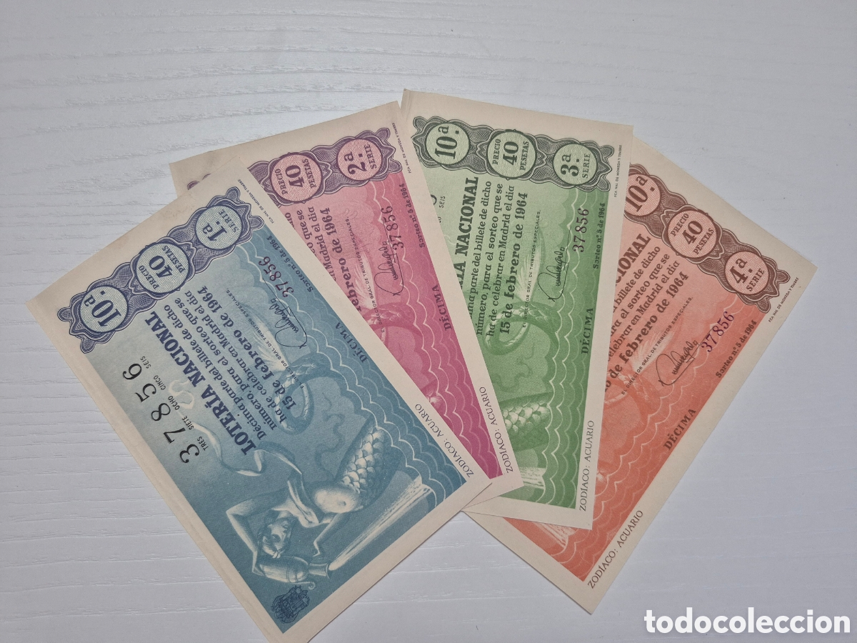 Loter&iacute;a Nacional: LOTERIA NACIONAL SORTEO 5 DE 1964 PERFECTO ESTADO SERIE COMPLETA