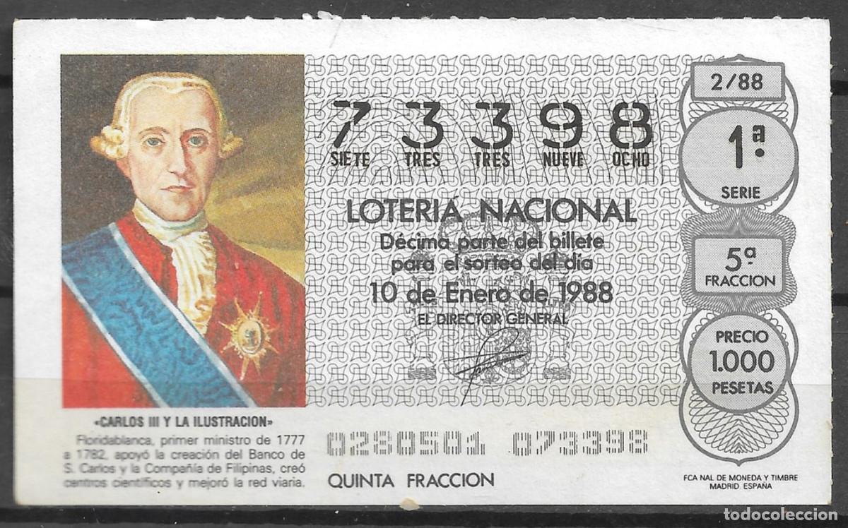 Loter&iacute;a Nacional: LOTERIA NACIONAL,10/01/1988.
