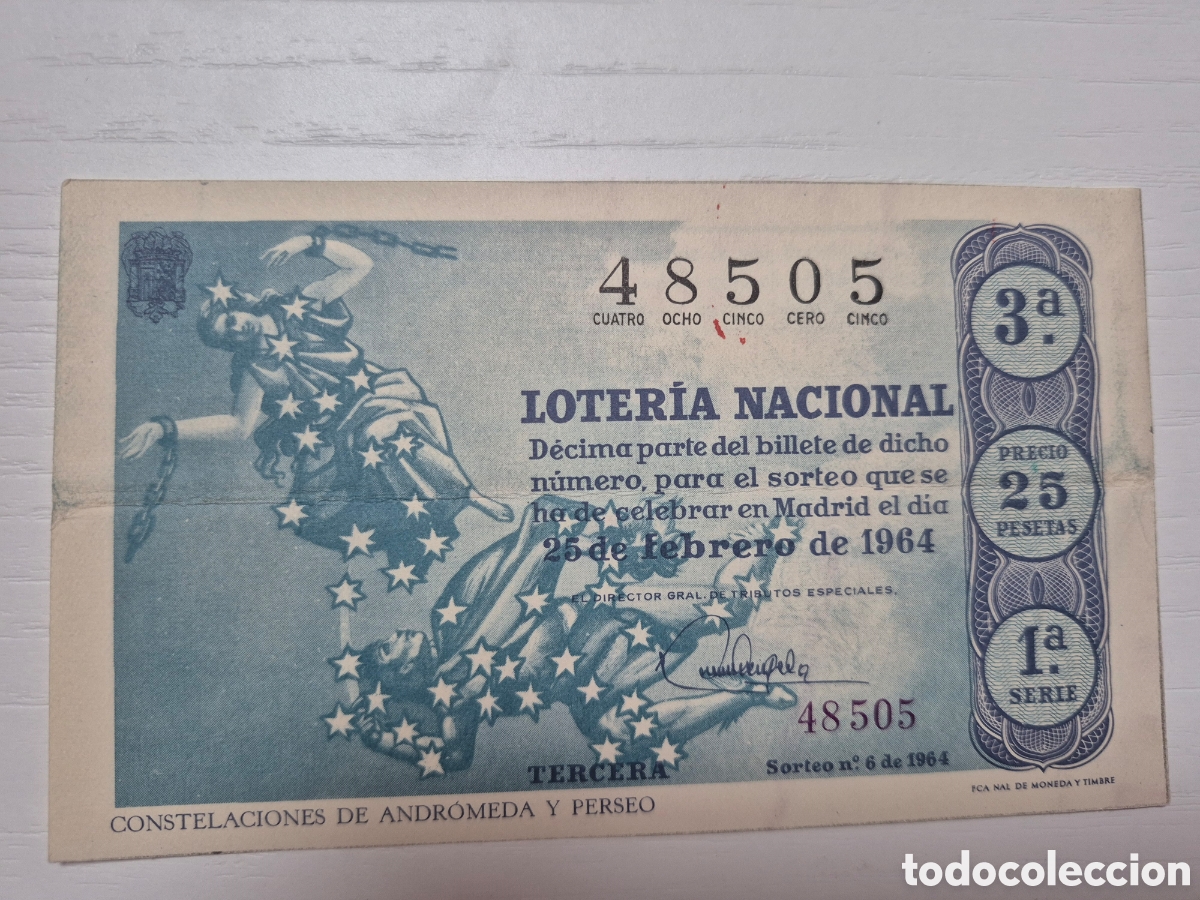 Loter&iacute;a Nacional: LOTERIA NACIONAL SORTEO 6 DE 1964 SERIE 1