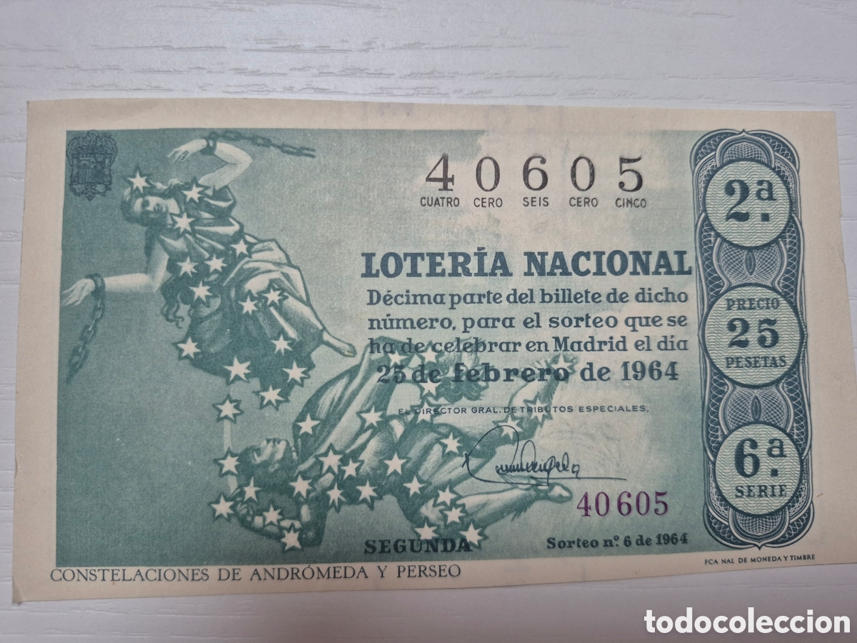 Loter&iacute;a Nacional: LOTERIA NACIONAL SORTEO 6 DE 1964 PERFECTO ESTADO SERIE 6