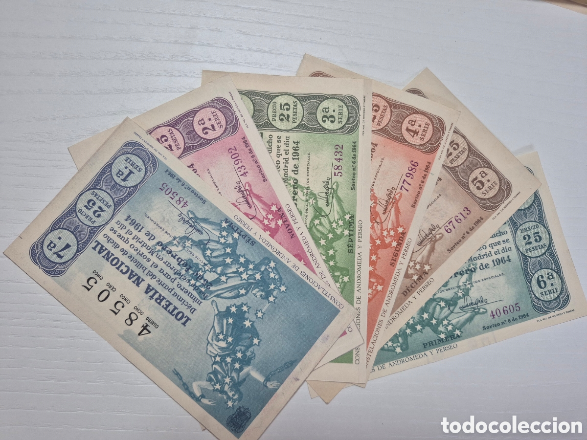 Loter&iacute;a Nacional: LOTERIA NACIONAL SORTEO 6 DE 1964 PERFECTO ESTADO SERIE COMPLETA