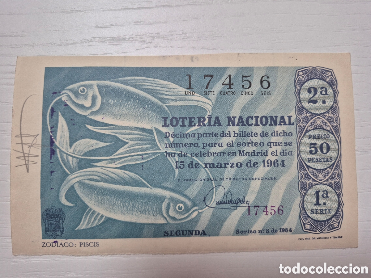 Loter&iacute;a Nacional: LOTERIA NACIONAL SORTEO 8 DE 1964 PERFECTO ESTADO SERIE 1