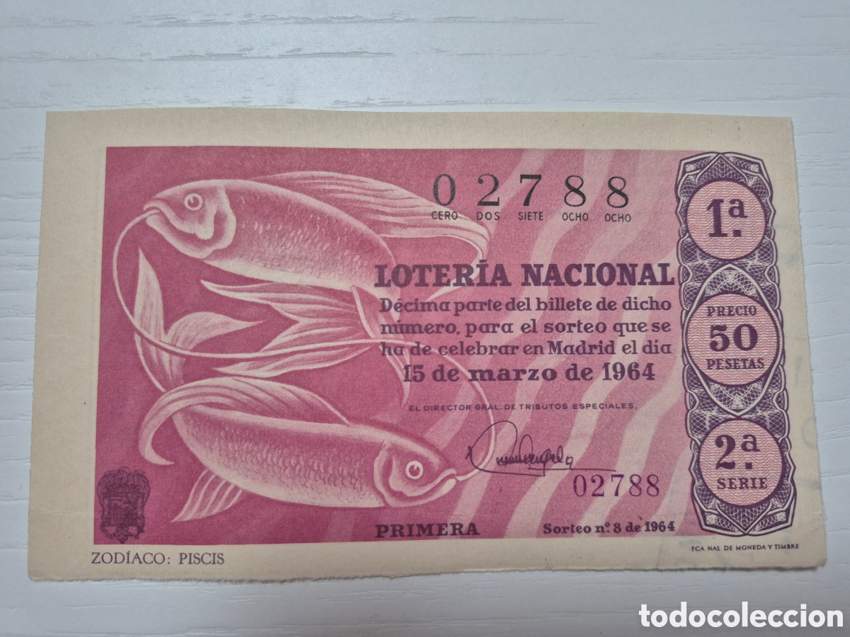 Loter&iacute;a Nacional: LOTERIA NACIONAL SORTEO 8 DE 1964 PERFECTO ESTADO SERIE 2
