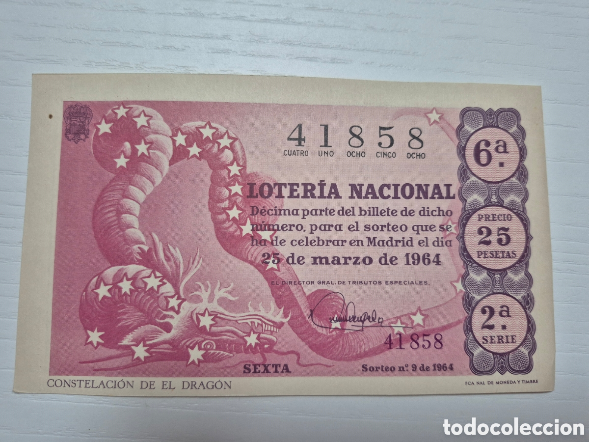 Loter&iacute;a Nacional: LOTERIA NACIONAL SORTEO 9 DE 1964 PERFECTO ESTADO SERIE 2