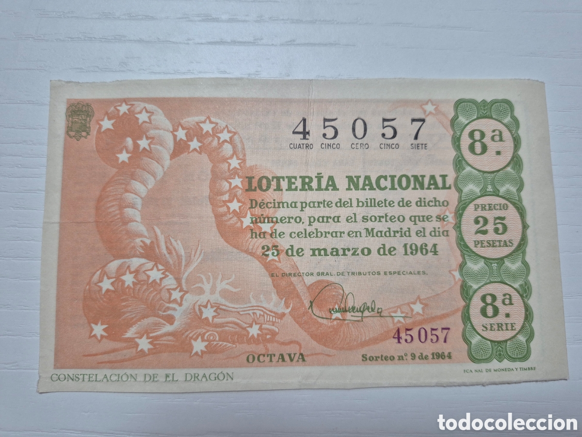 Loter&iacute;a Nacional: LOTERIA NACIONAL SORTEO 9 DE 1964 SERIE 8