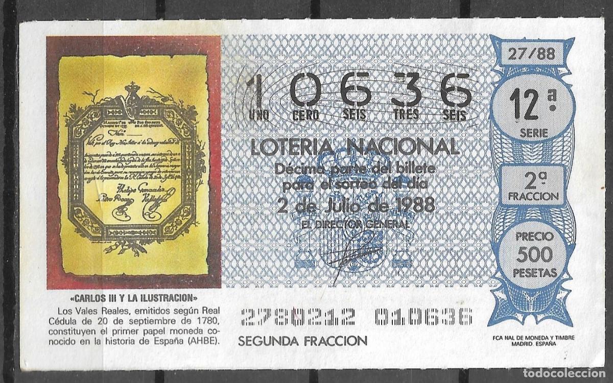 Loter&iacute;a Nacional: LOTERIA NACIONAL,02/07/1988.