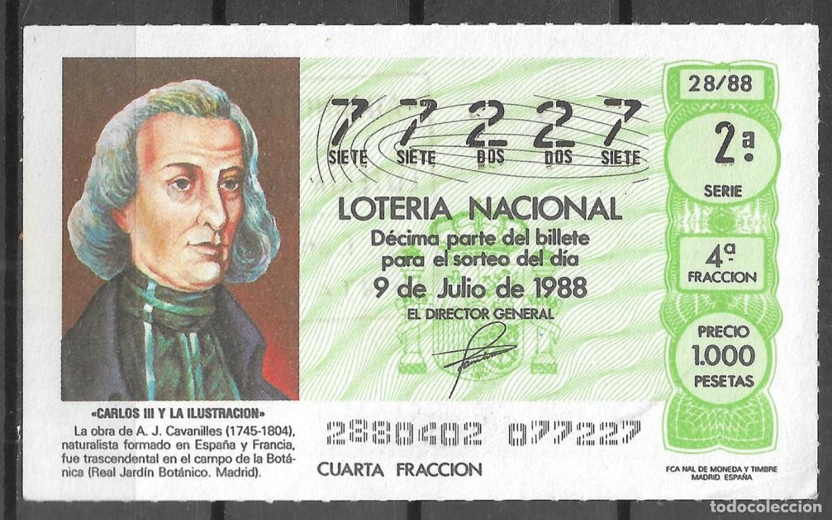 Loter&iacute;a Nacional: LOTERIA NACIONAL,09/07/1988.
