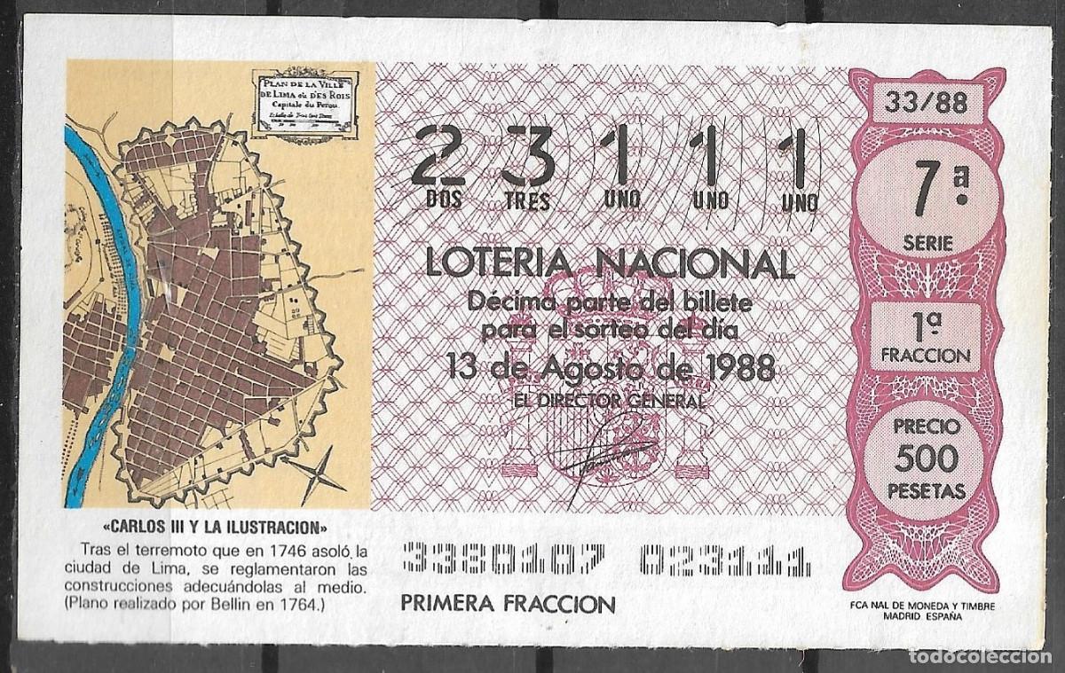 Loter&iacute;a Nacional: LOTERIA NACIONAL,13/08/1988.