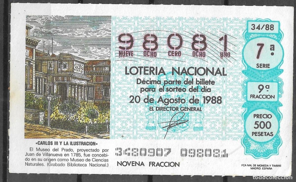 Loter&iacute;a Nacional: LOTERIA NACIONAL,20/08/1988.
