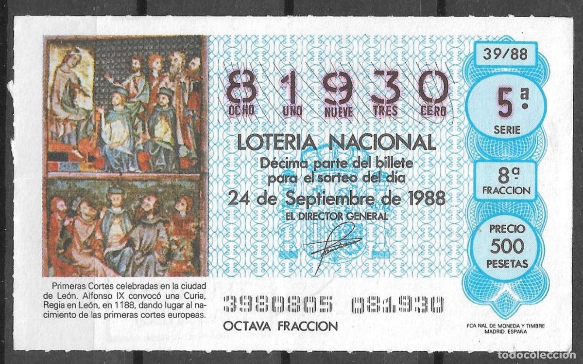 Loter&iacute;a Nacional: LOTERIA NACIONAL,24/09/1988.