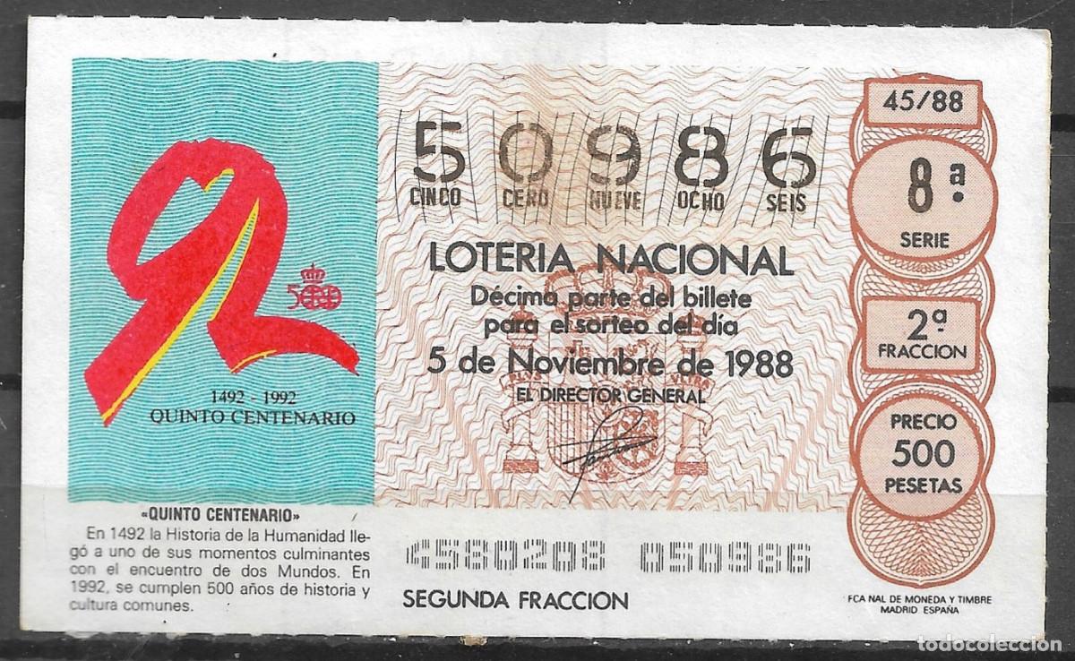 Loter&iacute;a Nacional: LOTERIA NACIONAL,05/11/1988.