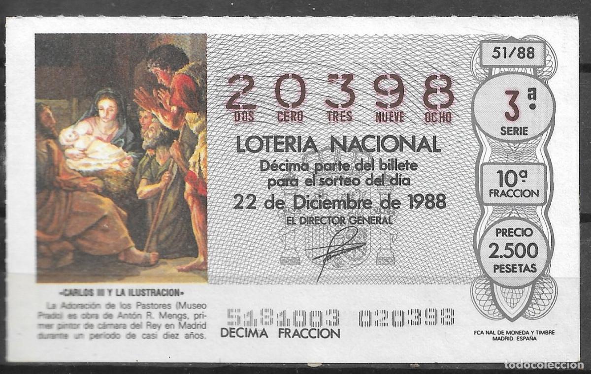 Loter&iacute;a Nacional: LOTERIA NACIONAL,22/12/1988.