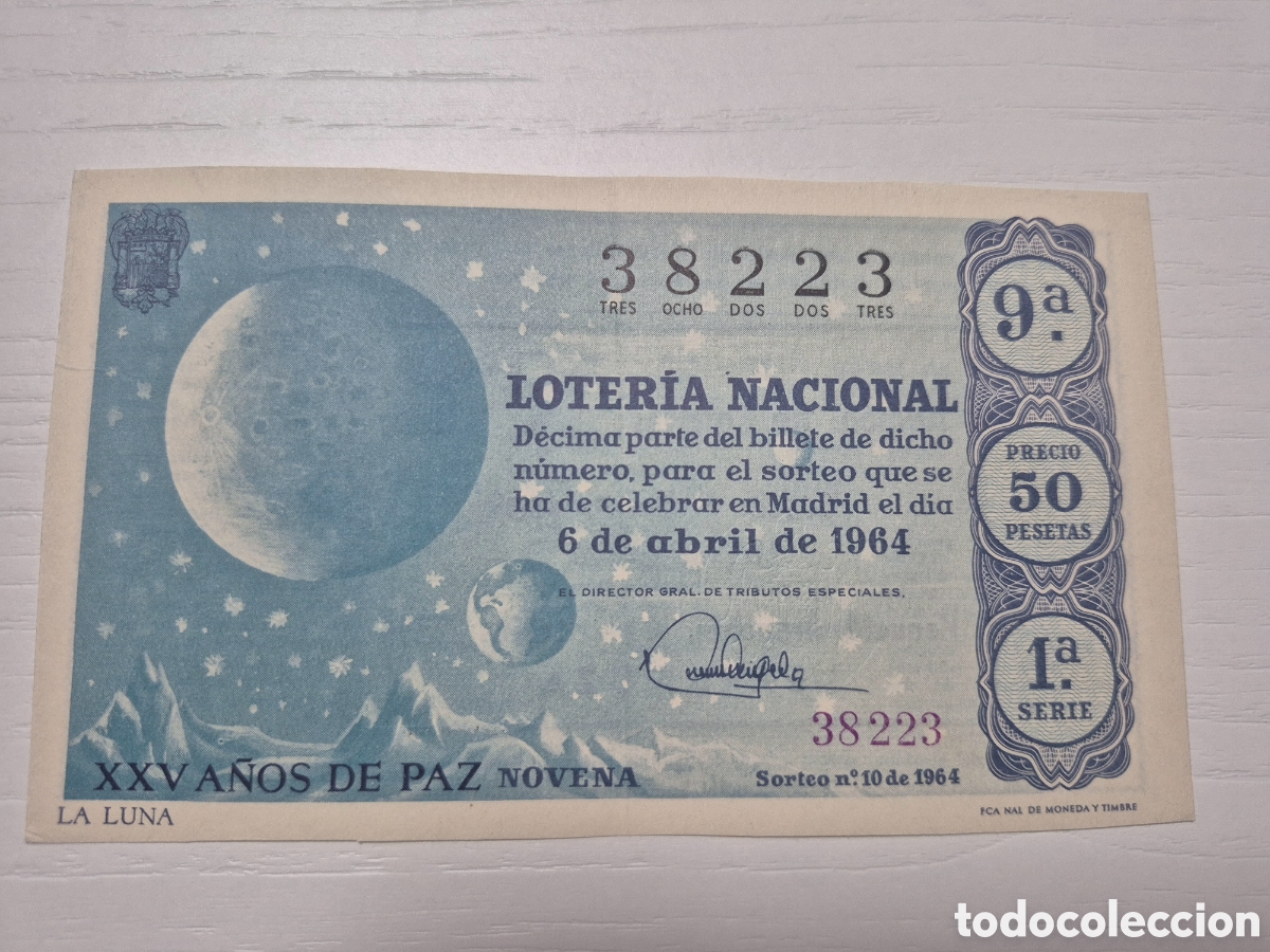 Loter&iacute;a Nacional: LOTERIA NACIONAL SORTEO 10 DE 1964 PERFECTO ESTADO SERIE 1