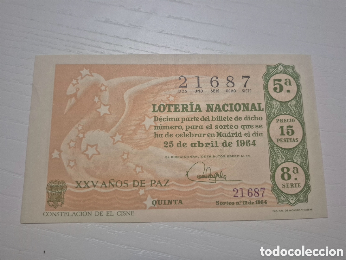 Loter&iacute;a Nacional: LOTERIA NACIONAL SORTEO 12 DE 1964 PERFECTO ESTADO SERIE 8