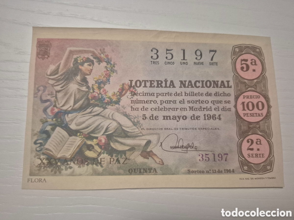 Loter&iacute;a Nacional: LOTERIA NACIONAL SORTEO 13 DE 1964 PERFECTO ESTADO SERIE 2