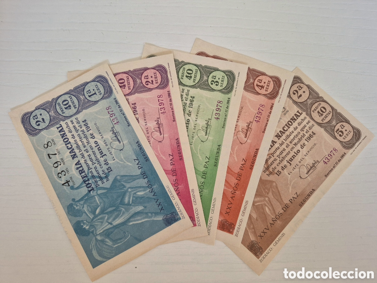 Loter&iacute;a Nacional: LOTERIA NACIONAL SORTEO 17 DE 1964 PERFECTO ESTADO SERIE COMPLETA