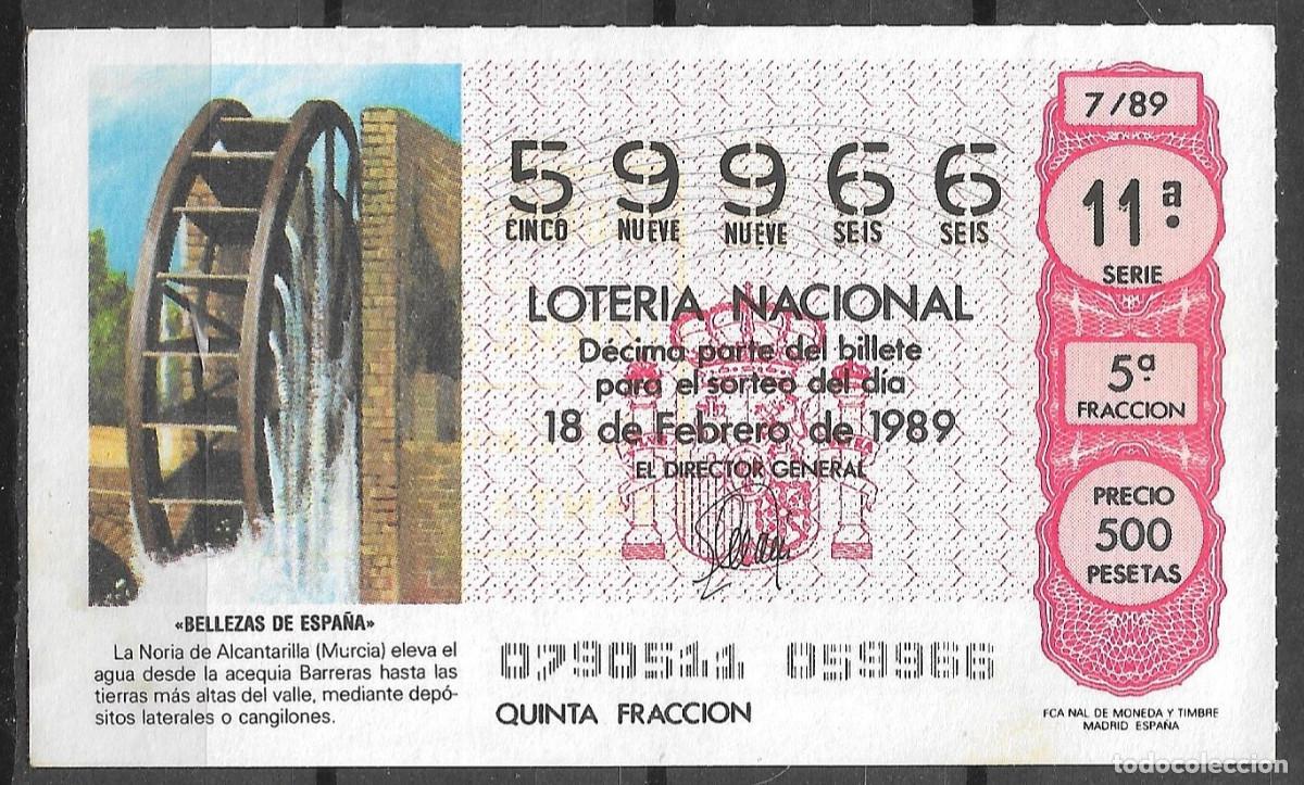 Loter&iacute;a Nacional: LOTERIA NACIONAL,18/02/1989.