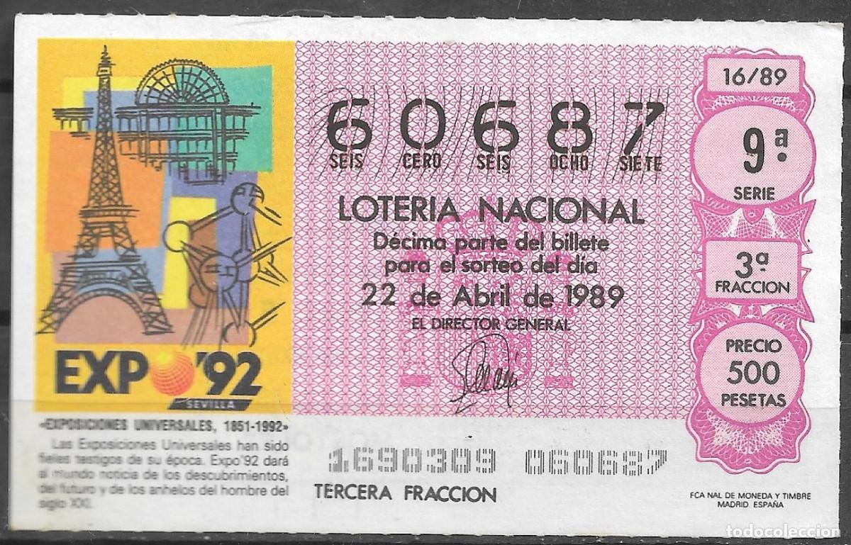 Loter&iacute;a Nacional: LOTERIA NACIONAL,22/04/1989.