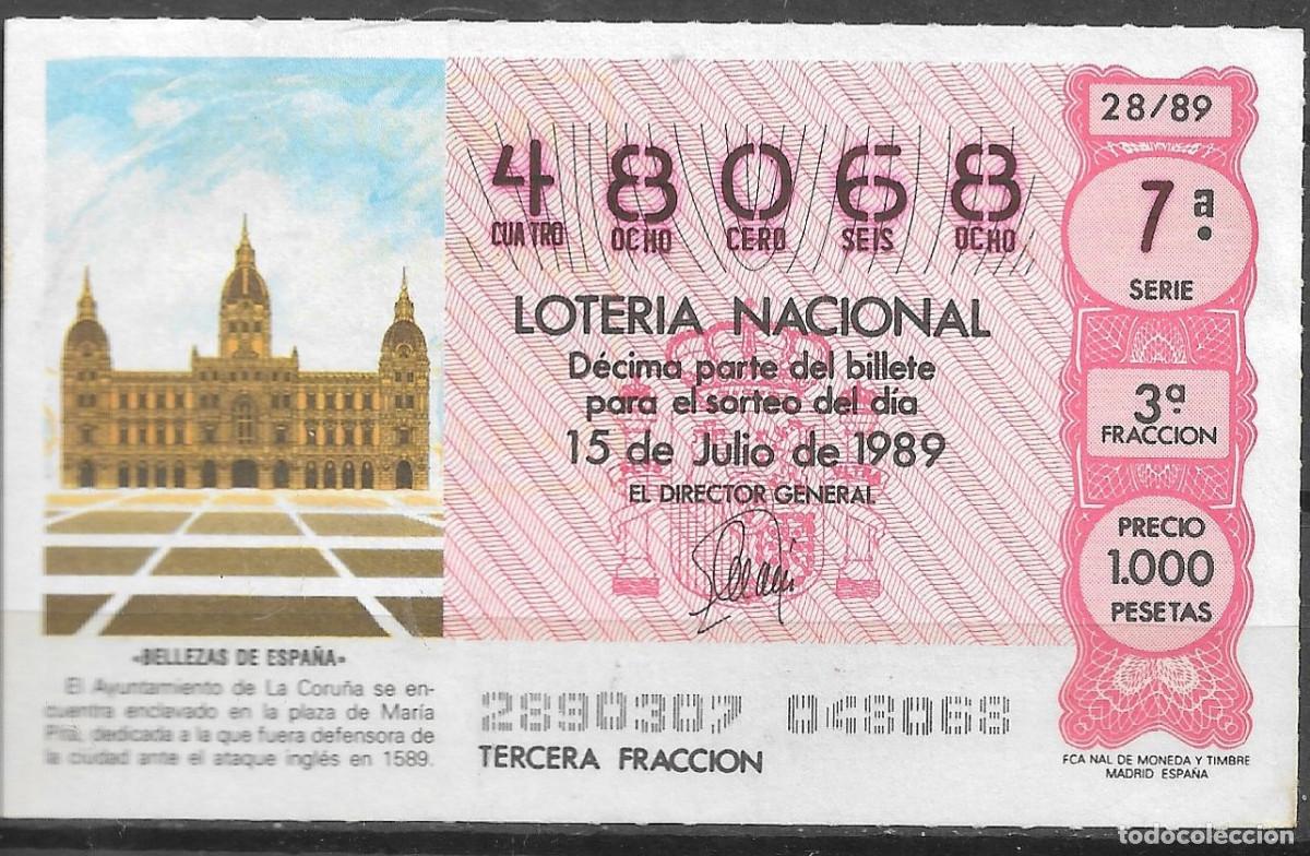 Loter&iacute;a Nacional: LOTERIA NACIONAL,15/07/1989.