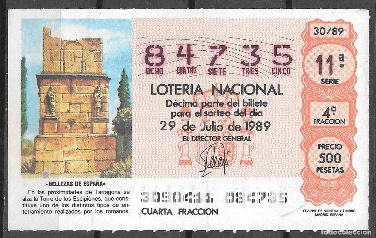 Loter&iacute;a Nacional: LOTERIA NACIONAL,29/07/1989.