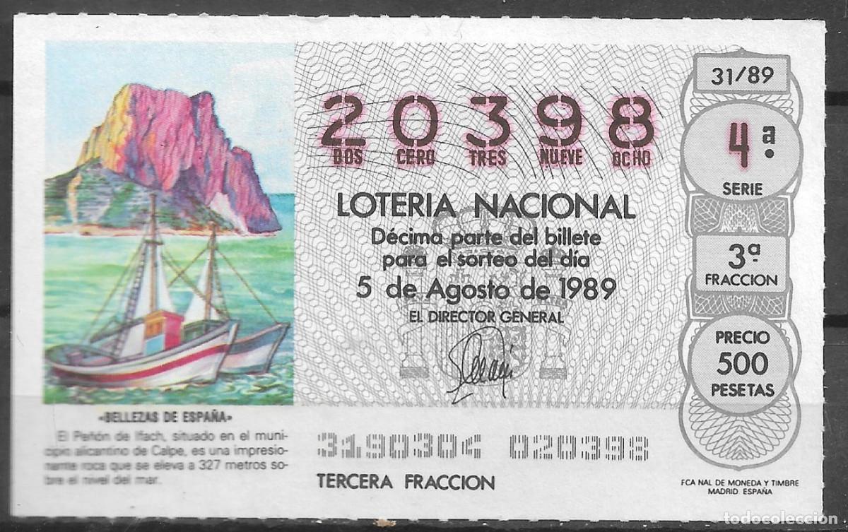 Loter&iacute;a Nacional: LOTERIA NACIONAL,05/08/1989.