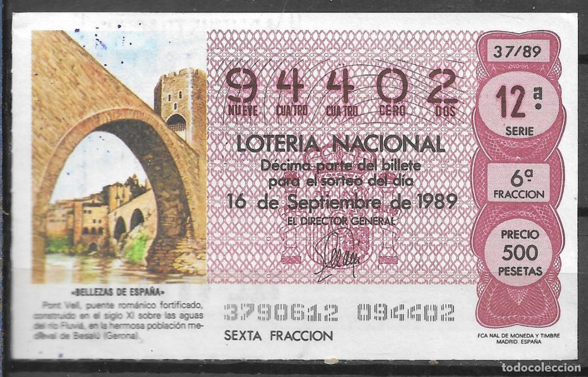 Loter&iacute;a Nacional: LOTERIA NACIONAL,16/09/1989.