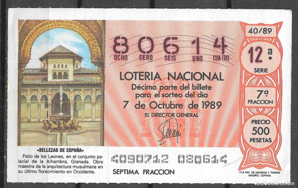 Loter&iacute;a Nacional: LOTERIA NACIONAL,07/10/1989.