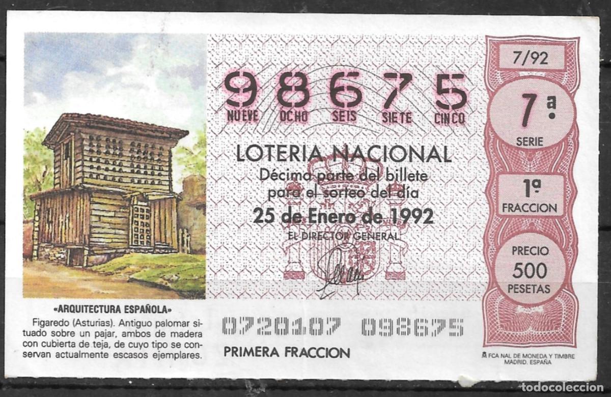Loter&iacute;a Nacional: LOTERIA NACIONAL,25/01/1992.