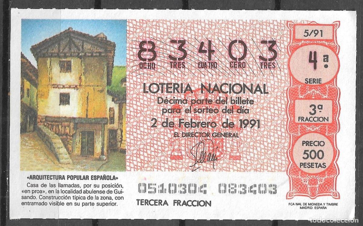 Loter&iacute;a Nacional: LOTERIA NACIONAL,02/01/1991.