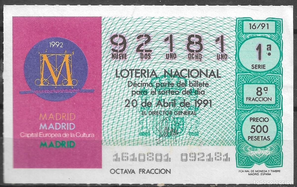 Loter&iacute;a Nacional: LOTERIA NACIONAL,20/04/1991.