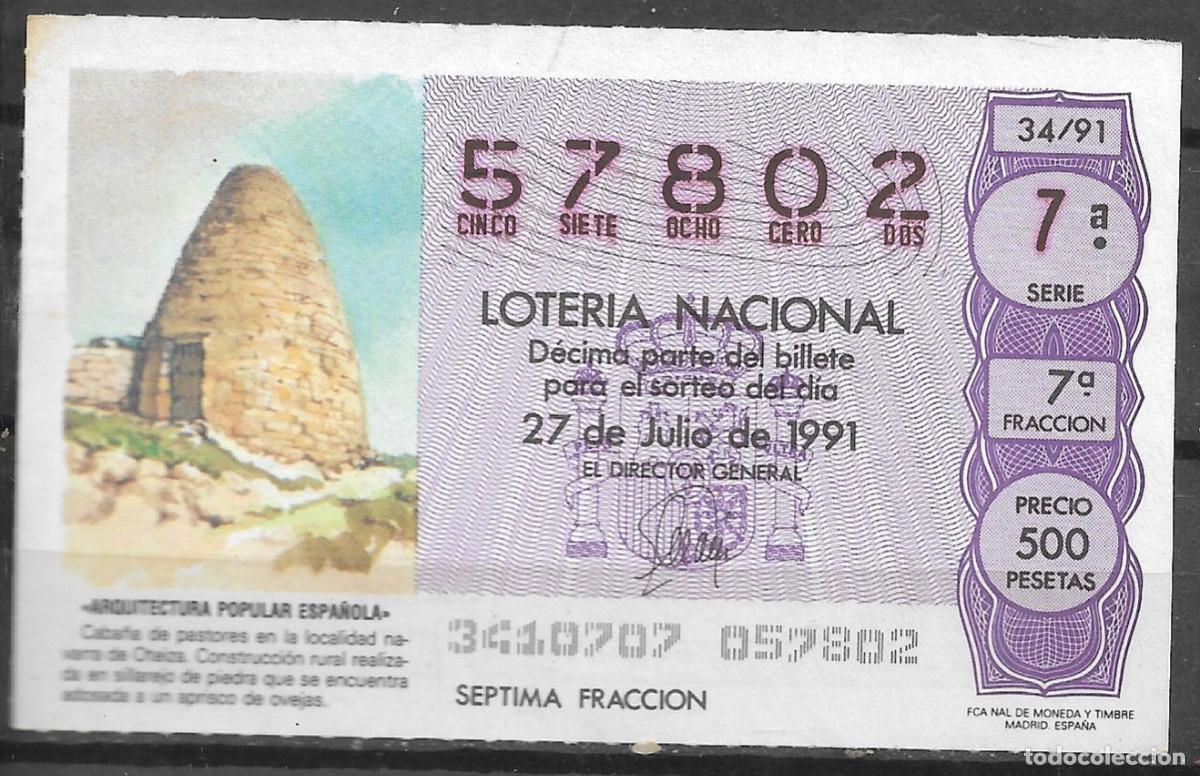 Loter&iacute;a Nacional: LOTERIA NACIONAL,27/07/1991.