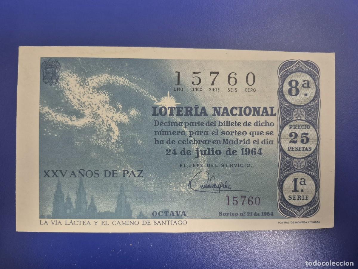 Loter&iacute;a Nacional: LOTERIA NACIONAL SORTEO21 DE 1964 PERFECTO ESTADO SERIE 1