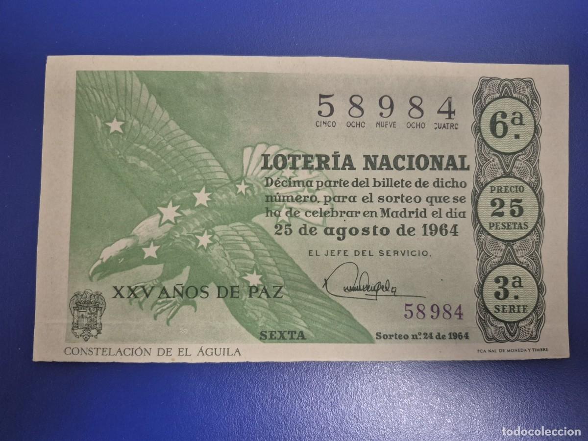 Loter&iacute;a Nacional: LOTERIA NACIONAL SORTEO 24 DE 1964 PERFECTO ESTADO SERIE 3