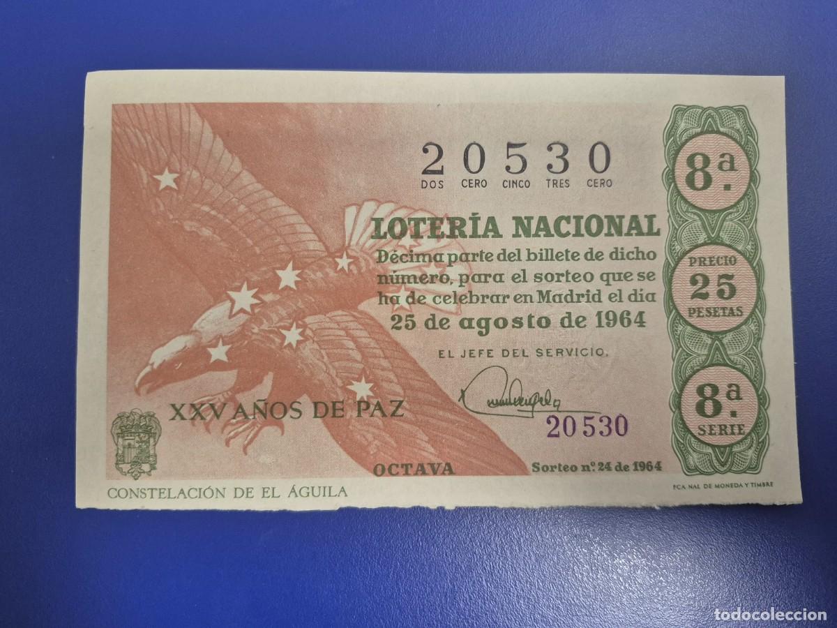 Loter&iacute;a Nacional: LOTERIA NACIONAL SORTEO 24 DE 1964 PERFECTO ESTADO SERIE 8