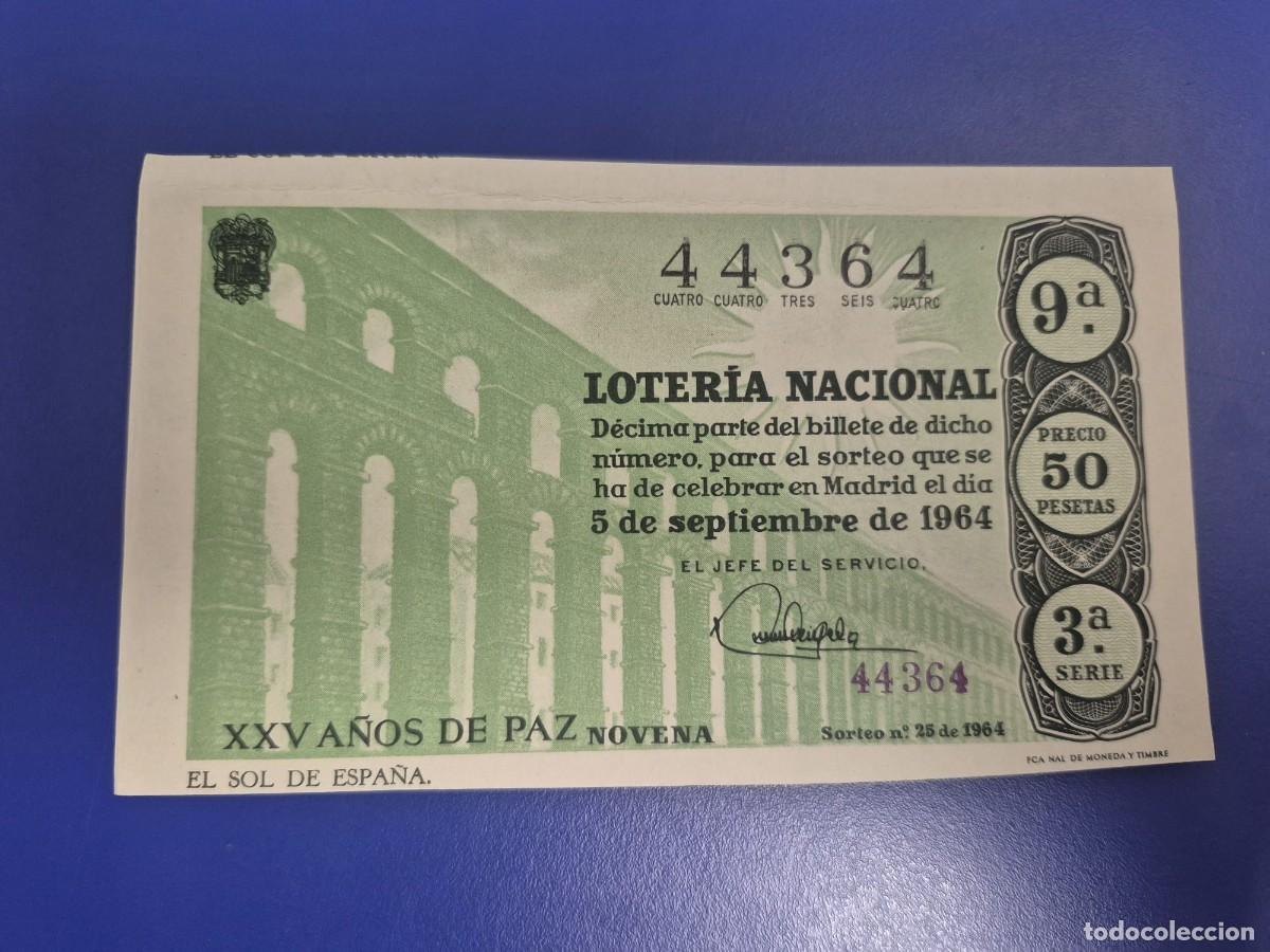 Loter&iacute;a Nacional: LOTERIA NACIONAL SORTEO 25 DE 1964 PERFECTO ESTADO SERIE 3