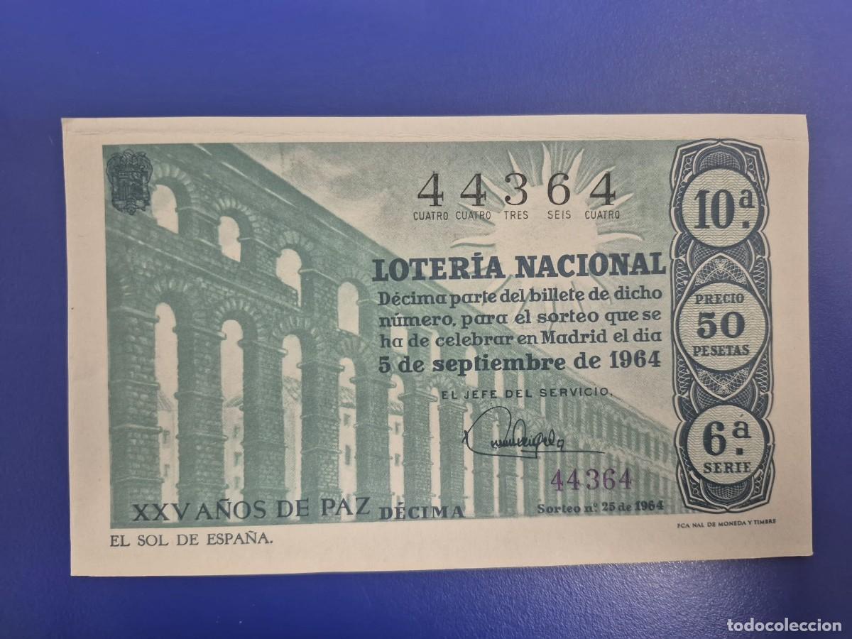Loter&iacute;a Nacional: LOTERIA NACIONAL SORTEO 25 DE 1964 PERFECTO ESTADO SERIE 6