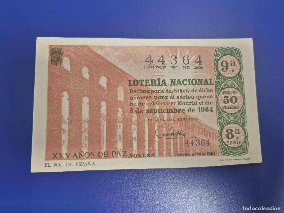 Loter&iacute;a Nacional: LOTERIA NACIONAL SORTEO 25 DE 1964 PERFECTO ESTADO SERIE 8