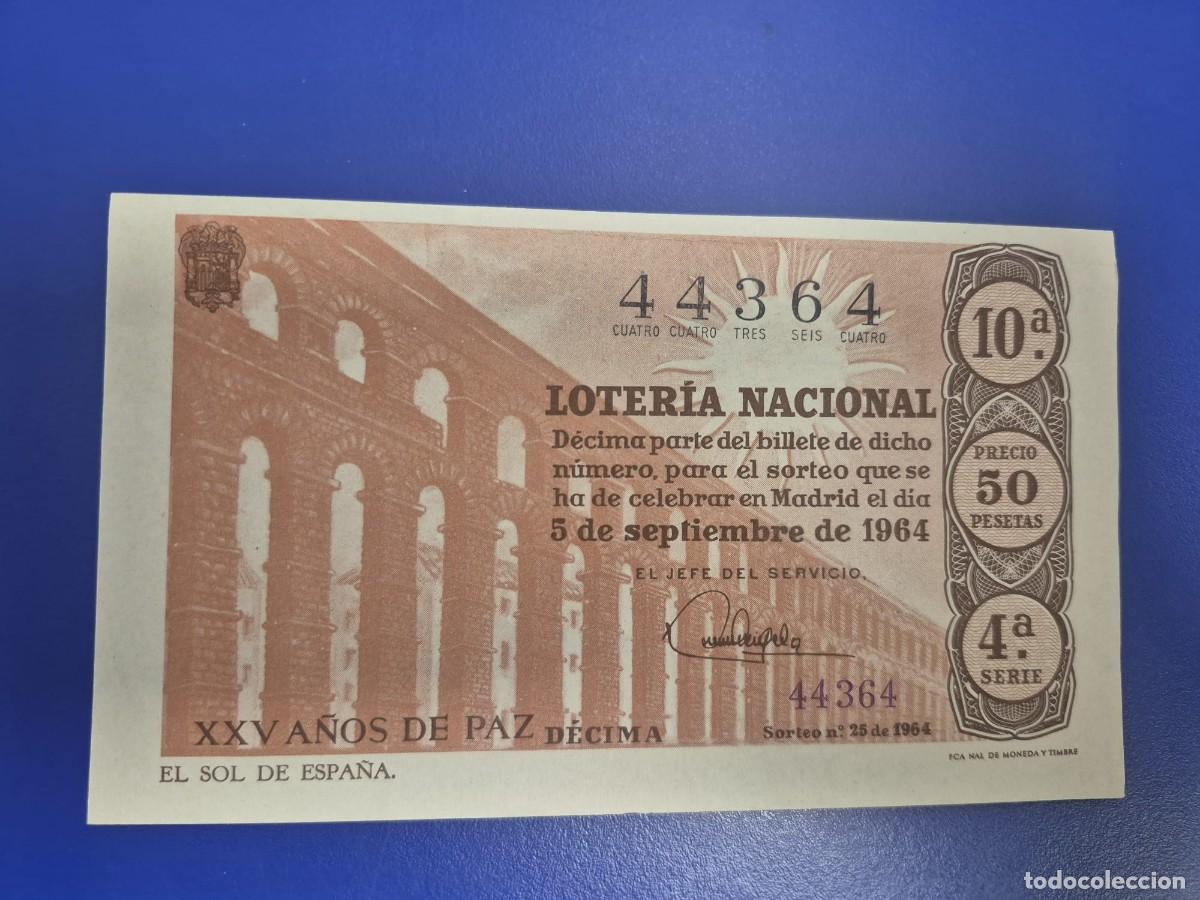 Loter&iacute;a Nacional: LOTERIA NACIONAL SORTEO 25 DE 1964 PERFECTO ESTADO SERIE 4