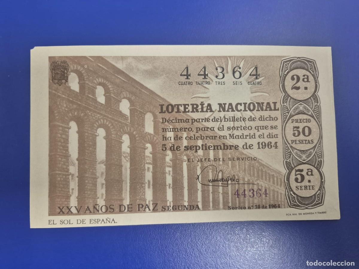 Loter&iacute;a Nacional: LOTERIA NACIONAL SORTEO 25 DE 1964 PERFECTO ESTADO SERIE 5