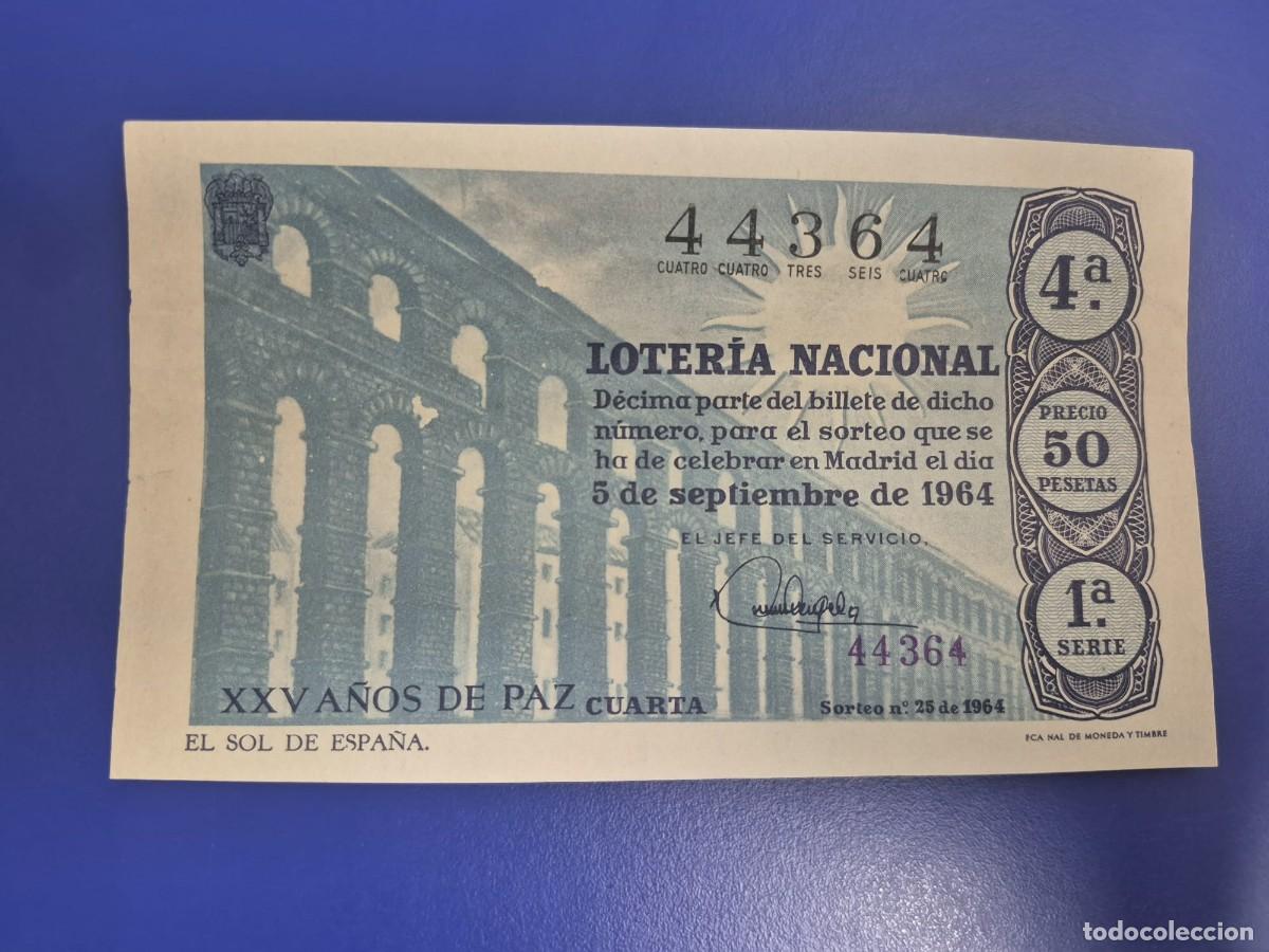 Loter&iacute;a Nacional: LOTERIA NACIONAL SORTEO 25 DE 1964 PERFECTO ESTADO SERIE 1