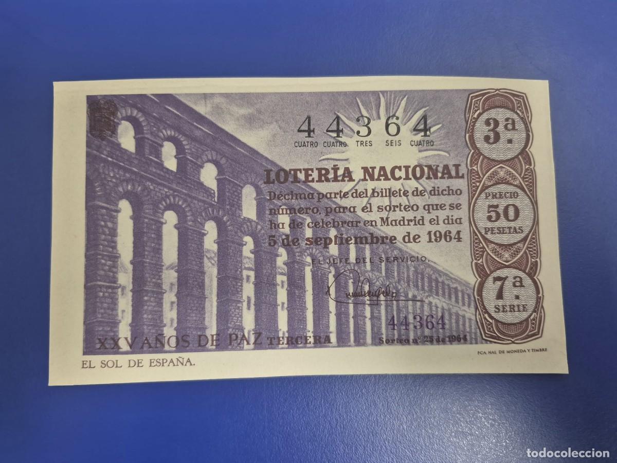 Loter&iacute;a Nacional: LOTERIA NACIONAL SORTEO 25 DE 1964 PERFECTO ESTADO SERIE 7