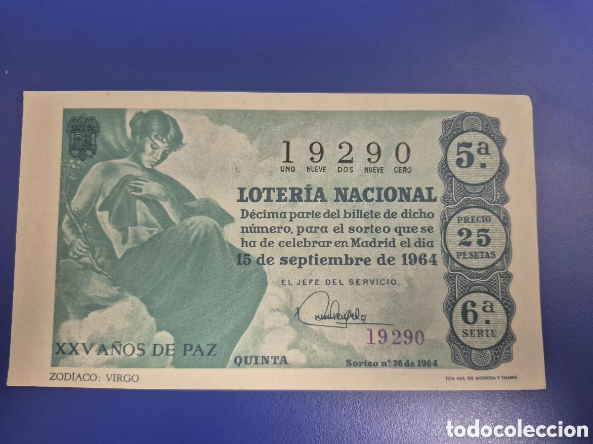 Loter&iacute;a Nacional: LOTERIA NACIONAL SORTEO 26 DE 1964 PERFECTO ESTADO SERIE 6