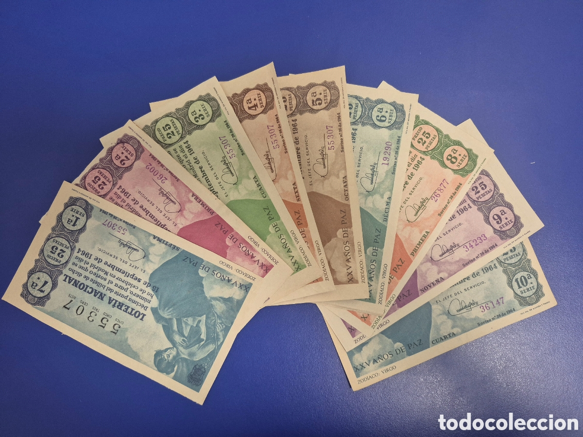 Loter&iacute;a Nacional: LOTERIA NACIONAL SORTEO 26 DE 1964 PERFECTO ESTADO 9 SERIES
