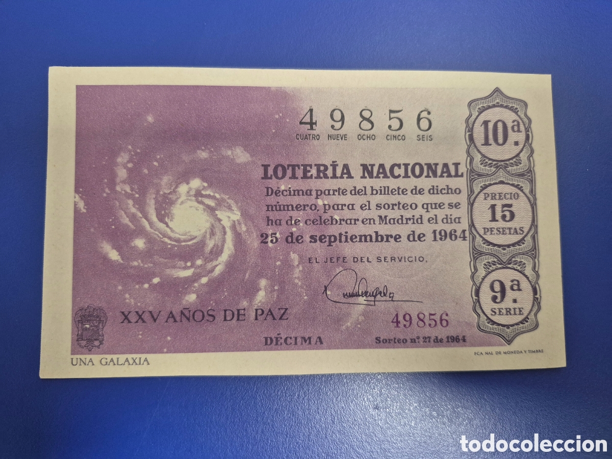 Loter&iacute;a Nacional: LOTERIA NACIONAL SORTEO 27 DE 1964 EN PERFECTO ESTADO SERIE 9