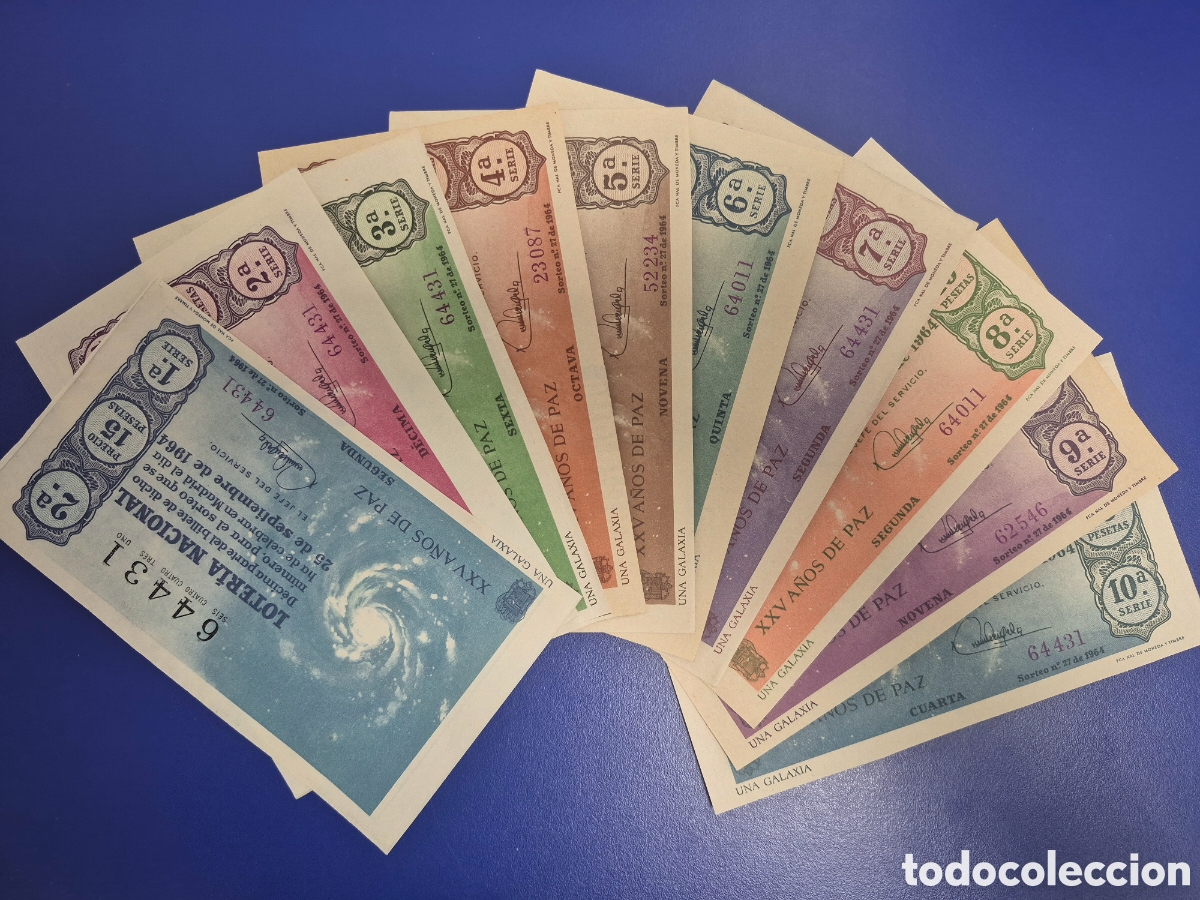 Loter&iacute;a Nacional: LOTERIA NACIONAL SORTEO 27 DE 1964 EN PERFECTO ESTADO SERIE COMPLETA