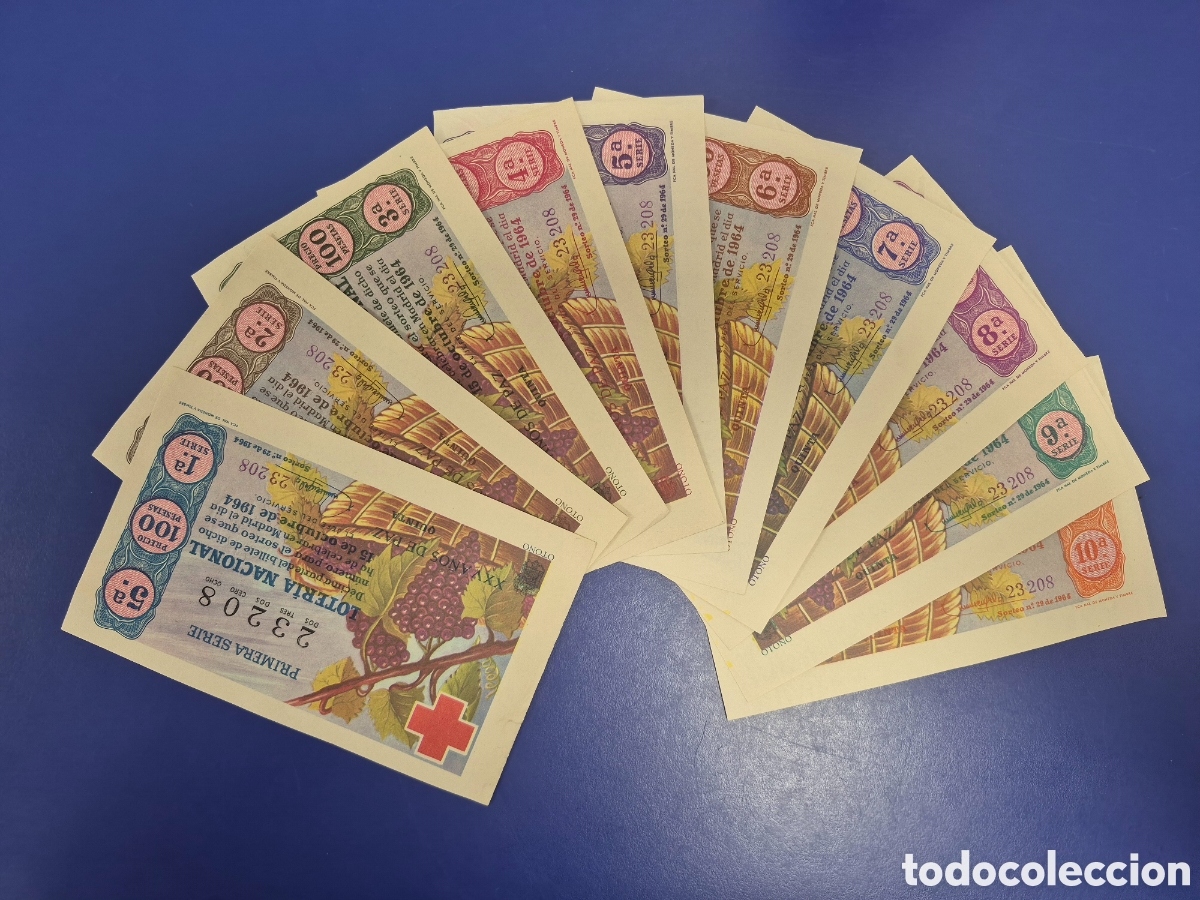 Loter&iacute;a Nacional: LOTERIA NACIONAL SORTEO 29 DE 1964 EN PERFECTO ESTADO CRUZ ROJA SERIE COMPLETA