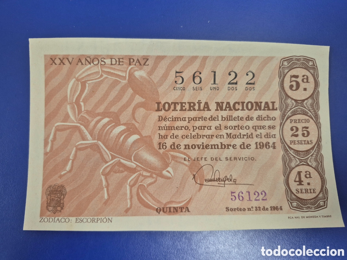 Loter&iacute;a Nacional: LOTERIA NACIONAL SORTEO 32 DE 1964 EN PERFECTO ESTADO SERIE 4