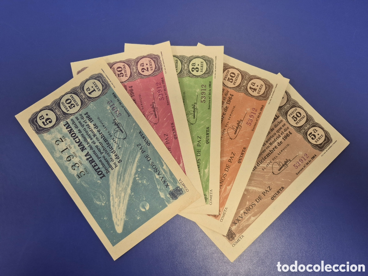 Loter&iacute;a Nacional: LOTERIA NACIONAL SORTEO 34 DE 1964 EN PERFECTO ESTADO SERIE COMPLETA